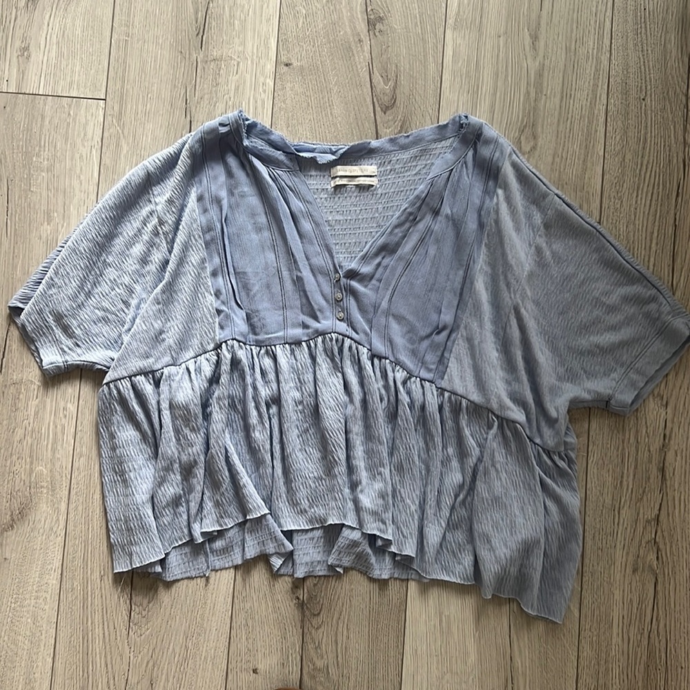 Urban Outfitters Blue V-Neck Babydoll Blouse